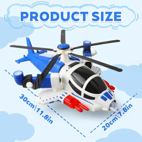Miniatura 8 de Helicóptero de juguete con luces para niños pequeños, avión de juguete giratorio 360° con música y Bump & Go, regalo de cumpleaños para niños de 3 a