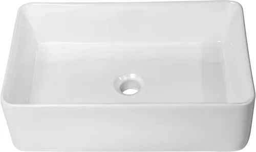 Miniatura 18 de Lordear Lavabo Rectangular de Baño Tipo Vasija 24X14 Pulgadas Lavabos de Baño Blancos de 24 Pulgadas con Borde Negro Lavabo de Cerámica Sobre