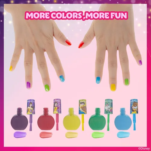 Miniatura 4 de Townley Girl Disney Princess Belle - Juego de 18 esmaltes de uñas a base de agua, secado rápido y despegable, juego de pintura de uñas para niñas