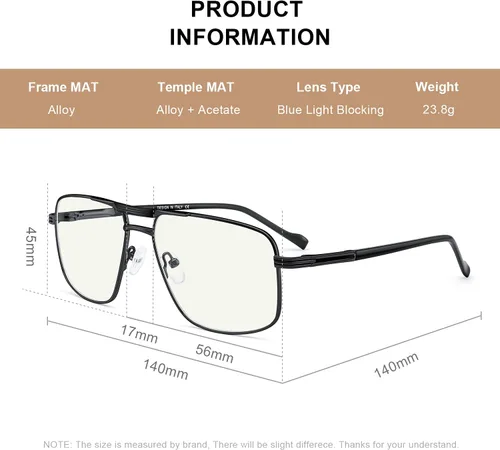 Miniatura 4 de Gafas de lectura para hombre, cuadrado, doble puente, bloqueo de luz azul, para lectura de computadora