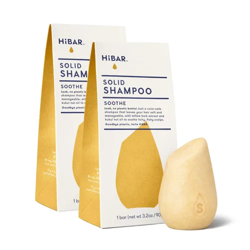 HIBAR - Barra de champú calmante - Para cuero cabelludo seco, picazón y escamosos - Mejora la salud del cuero cabelludo - Con extracto de corteza de