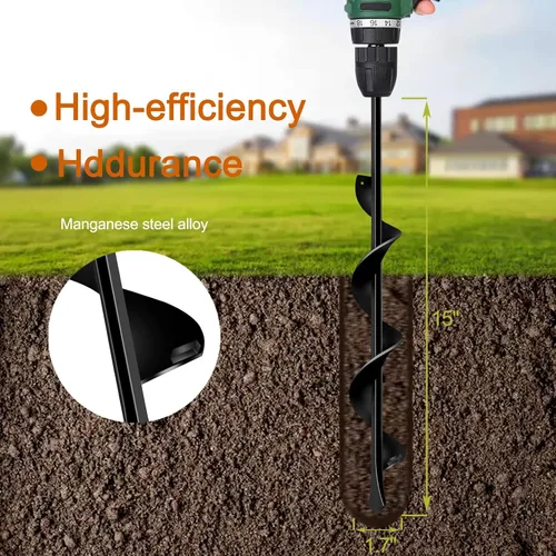 Miniatura 3 de LONGRUN Broca de taladro para plantar, taladro de plantación de 1.7 x 15 pulgadas, herramienta para plantar, plantas de cama, flores, agujeros