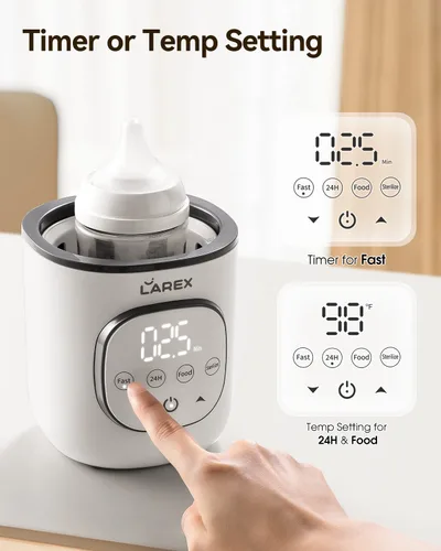 Miniatura 4 de LAREX Calentador de Biberones, Calentador Rápido de Biberones para Leche Materna y Fórmula, con Temporizador y Control Preciso de Temperatura