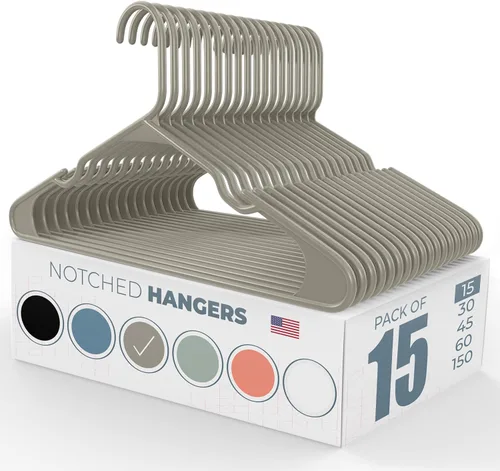 Miniatura 35 de Perchas de plástico gris para ropa Paquete de 200 unidades disponibles para 15, 30, 45, 60, 100, 150, 200 unidades, perchas de plástico