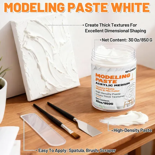 Miniatura 2 de Endhokn Pasta de modelado gruesa de 30 onzas / 20.3 fl oz, pasta profesional de textura artística de alta densidad para pintura acrílica