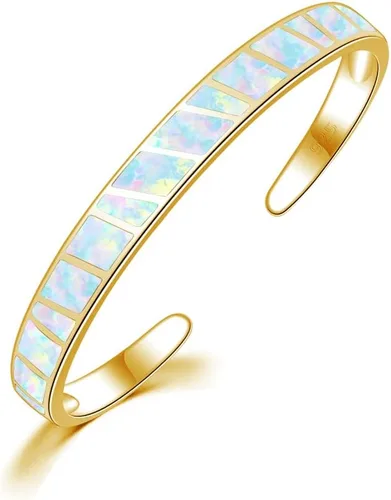 Miniatura 16 de CiNily Pulsera de ópalo para mujer, chapada en oro, hipoalergénica, con piedras preciosas abiertas