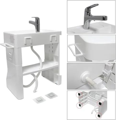 Miniatura 6 de HongK - Aprendizaje temprano de plástico lavabo de lavado para niños niños bebé bebé niño pequeño simulación toalla estante lavado cuidado de manos
