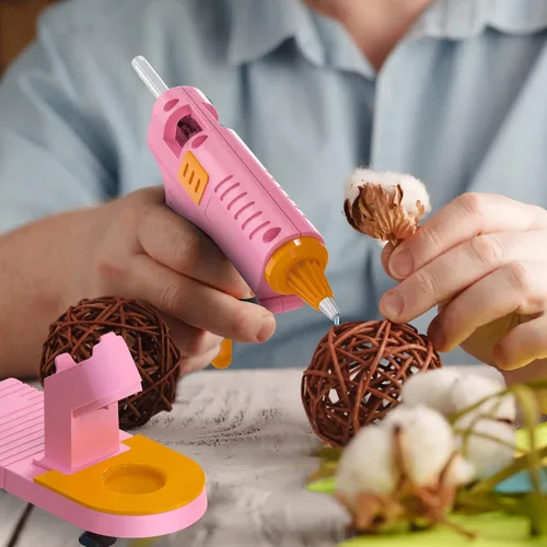 Miniatura 8 de MONVICT - Kit de pistola de pegamento caliente rosa, pistola de pegamento mini con soporte de ventosas y alfombrilla antiadherente de silicona