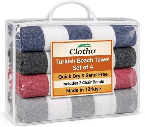 Clotho - Toallas de baño de Peshtemal turco, 100 % algodón, 39 x 70, ligeras, elegantes, toallas de playa y ejercicio, Algodón, paquete de de 4 |