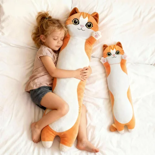 Miniatura 10 de Almohada larga de felpa negra ultra suave diseñada por artistas de Mewaii, con relleno extra para mayor comodidad, peluche de animal de alta