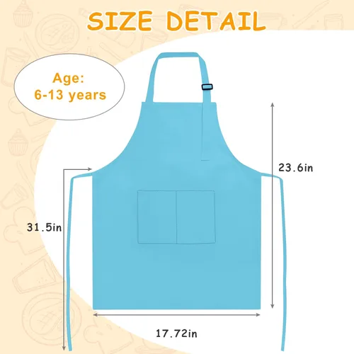 Miniatura 2 de Delantal para niños, paquete de 8 delantales para niñas y niños, delantales de pintura artística para cocina, aula, cocina, horneado, para edades