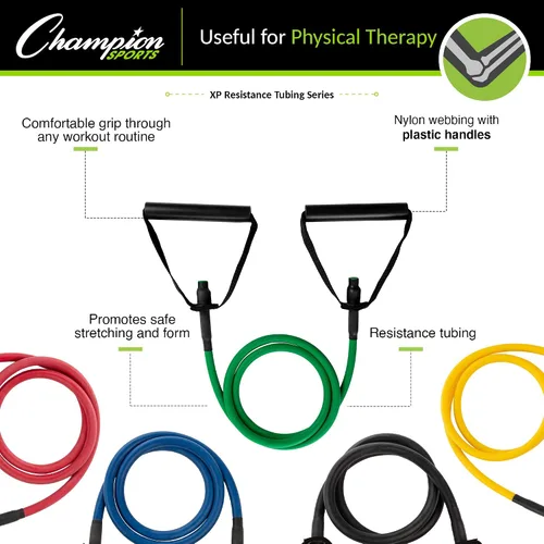 Miniatura 4 de Champion Sports Bandas de tubo de resistencia XP para hombres y mujeres, resistencia media, color rojo, banda de fitness duradera para entrenamiento