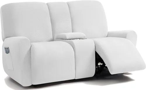 Miniatura 27 de ULTICOR - Juego de 8 fundas para sofá reclinable de jacquard, fundas elásticas para sofá reclinable para 3 cojines, fundas gruesas, suaves y Gris