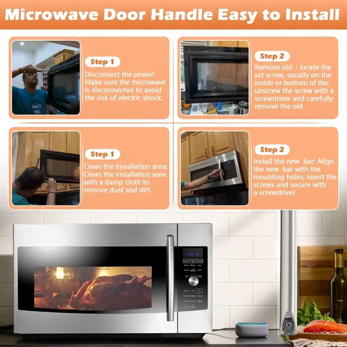 Miniatura 7 de Repuesto ME16A4021AS para manija de puerta de microondas Samsung SMH1816S MC17F808KDT SMH1926S ME18H704SFS DE94-02933A ME16H702SES DE94-04313F