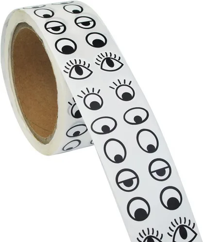 Lependor Etiquetas adhesivas para ojos blancos y negros, 2000 unidades por rollo Blanco y negro