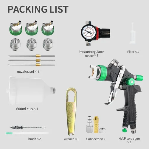 Miniatura 7 de Kit de pistola pulverizadora HVLP con boquillas de 1.4/1.7/2.0mm, pistola pulverizadora de pintura profesional para coches, reparación de paredes