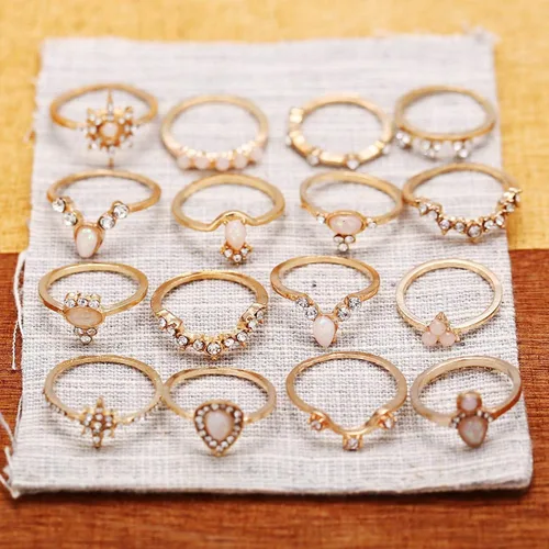 Miniatura 4 de Juego de anillos geométricos personalizados de cadera para niñas de 10 a 12 años