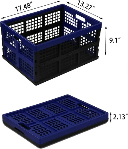 Miniatura 2 de Gloreen Cesta plegable de 35 cuartos de galón, cajas de leche plegables para almacenamiento, 3 paquetes Azul