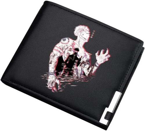 Jujutsu Kaisen - Carteras cortas de piel sintética de dibujos animados para tarjetas de identificación de anime, monederos Harajuku para hombres,