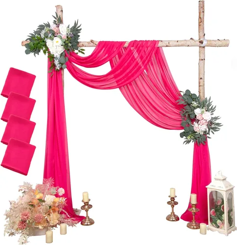 Miniatura 19 de AMZLOKAE Cortinas de arco de boda burdeos 2 paneles de tela de gasa de 18 pies 6 yardas de decoración elegante de gasa Perfecto para ceremonia
