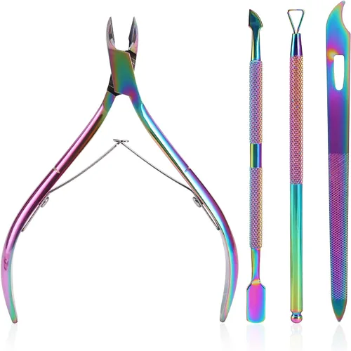 SoHai - Cortador de cutículas con empujador de cutículas, cortador de cutículas, pinza y raspador de cutículas triangulares, cortador de uñas