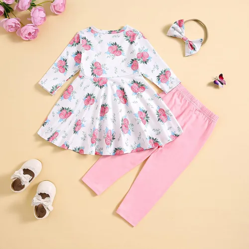 Miniatura 3 de Aruzig Conjunto de ropa con camisa y pantalones florales para niñas pequeñas