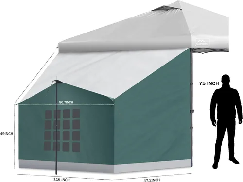 Miniatura 6 de KAMPKEEPER Side Tent,1/2 Person Camping Tents for 10' x 10' Pop Up Canopy, Easy Set Up Gazebo,Compatible with 10' Wide Canopies for Camping &