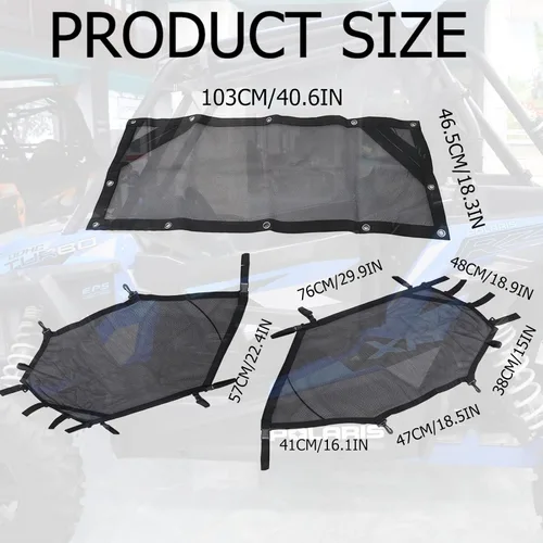 Miniatura 6 de Red para Ventana de ATV/UTV Protector de Malla para Jaula Trasera Enrollable + Derecha + Izquierda Cubierta de Red Protectora de Sombra para Ventana
