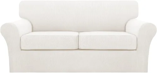Miniatura 18 de Turquoize 2 fundas para sillas de sala de estar, funda de sofá con fundas de cojín individuales, funda de muebles para sillas (silla, beige biscotti)