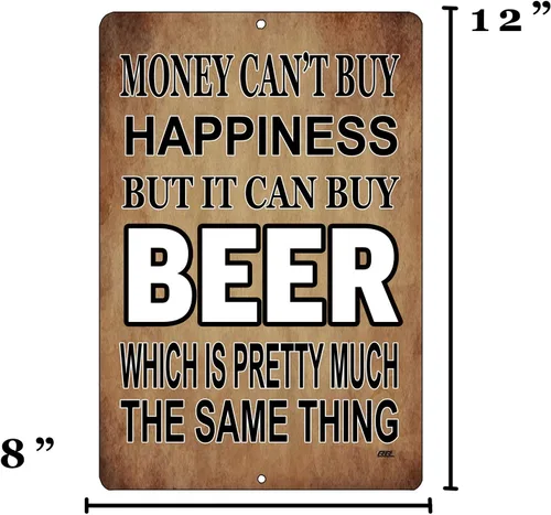 Miniatura 3 de Rogue River Tactical Divertido letrero de metal sarcástico decoración de pared hombre cueva bar dinero felicidad cerveza beber
