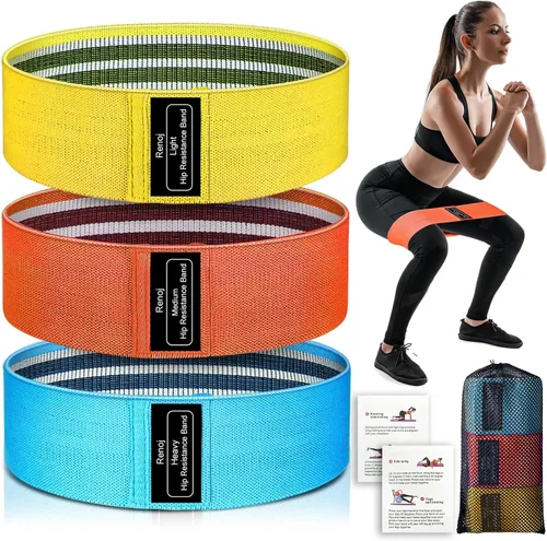 Miniatura 11 de Renoj Resistance Bands for Working Out: 3-Set Professional Exercise Bands for Pilates, Yoga, Home Gym, Booty, Leg Training Heavy/Medium/Light Negro