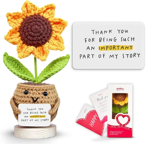 Miniatura 13 de Gossby - Regalo Inspirador para Mujeres - Girasol Positivo Tejido a Mano - A veces Olvidas Que Eres Increíble - Regalo de Navidad, Cumpleaños, A