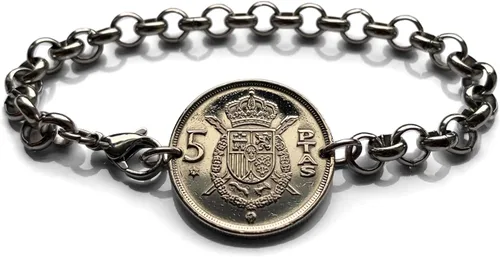 1975 España España 5 Peseta moneda escudo Español Juan Carlos I Madrid Barcelona Córdoba Valencia Málaga Sevilla Granada Toledo Bilbao Cádiz