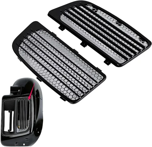 Miniatura 3 de Cubiertas cromadas para parrilla de radiador de nido de abeja, color negro brillante, compatibles con Harley Touring Electra Street Glide 2014 2015