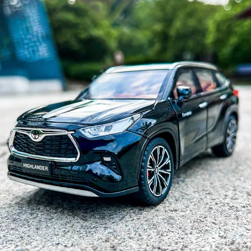 Miniatura 6 de BDTCTK 1/24 Highlander Modelo de Coche, Vehículo de Juguete de Aleación de Zinc con Sonido y Luz para Niños, Regalo para Niños y Niñas (Negro)