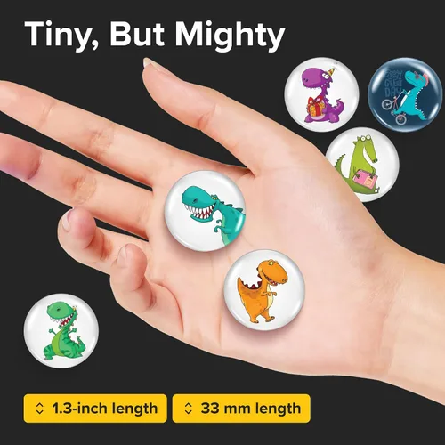 Miniatura 2 de Imanes de cristal súper lindos – Juego de multipack decorativo con agarre fuerte – Ideal para nevera, taquillas, fotos y notas Lindo dinosaurio