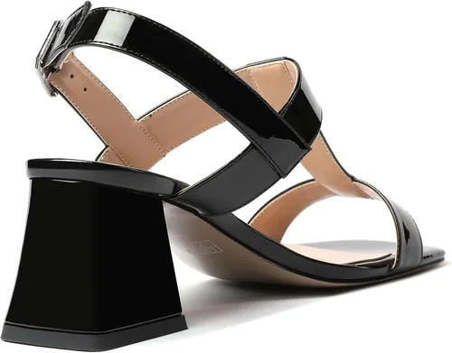 Miniatura 5 de SHOWFOREST Sandalias de tacón medio grueso para mujer, con puntera abierta, puntera abierta, 2.5 pulgadas