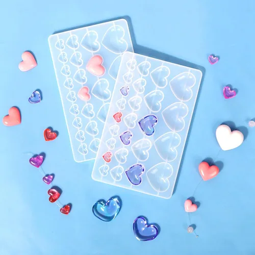 Miniatura 9 de Molde de silicona de 2 piezas en forma de corazón, molde de fundición para joyería en forma de corazón de tamaño mixto para hacer aretes y proyectos