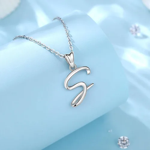 Miniatura 214 de EUDORA Collares de plata esterlina con inicial para mujer, regalos clásicos de 26 letras sin cuello para niñas, hermana, madre hija, cadena de 18