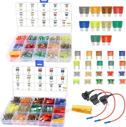 MulWark Juego de 351 fusibles estándar surtidos para auto, camión, cuchilla, 5A, 7.5A, 10A, 15A, 20A, 25A, 30A-ATC/APR/ATO+ATM, kit surtido de