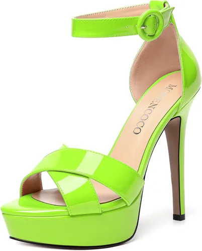 Miniatura 113 de MODENCOCO Sandalias de boda con correa de tobillo sexy para mujer, con plataforma y puntera abierta, tacón de aguja y tacón alto, zapatos de vestir