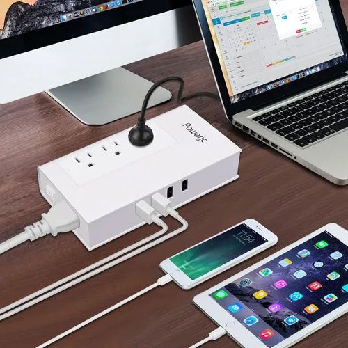 Miniatura 5 de Convertidor de voltaje de viaje Adaptador de corriente reductor de 220 V a 110 V Potencia nominal 1500 con 4 puertos de carga USB inteligentes ETL