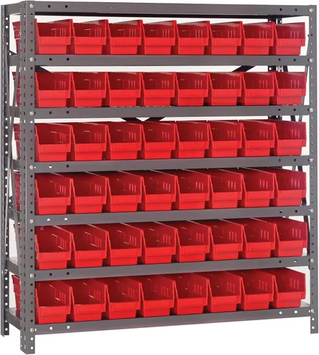 Miniatura 336 de Quantum QSBU-245BK Heavy Duty Shelving Unit with (7) Shelves and (24) QUS245 Black Bins for Garage Warehouse Storage Distribution 400 lb Load