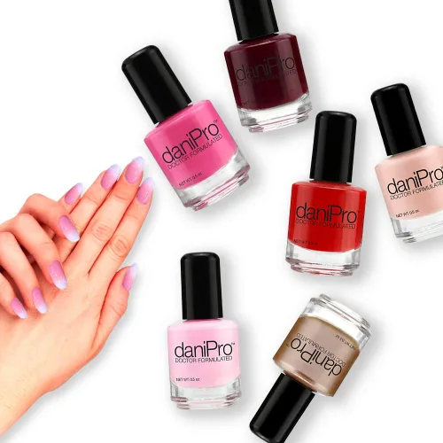 Miniatura 2 de daniPro Esmalte de uñas formulado por médicos, rosa intenso, promueve uñas más saludables y fuertes, biotina y vitaminas A y E, sin toxinas, secado