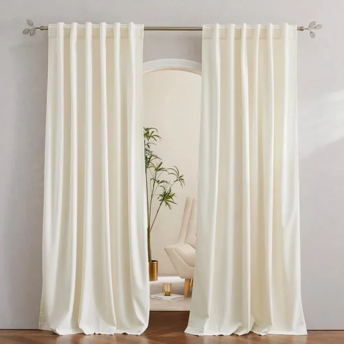 Miniatura 11 de Pony Dance Cortinas de terciopelo blanco de lana, suaves, clásicas, sólidas, aisladas térmicas, para sala de estar, protección de privacidad, lana