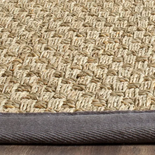 Miniatura 4 de SAFAVIEH Alfombra de Área 6x9 pies - Colección de Fibra Natural - Natural y Gris Oscuro, Hierba Marina, Patrón de Tejido de Canasta con Borde