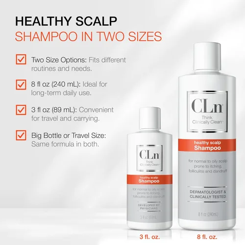Miniatura 3 de CLn Champú con ácido salicílico – 3 onzas líquidas, champú anticaspa aclarante para cabello graso, picazón o cuero cabelludo escamoso propenso a