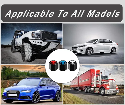 Miniatura 6 de Paquete de 4 tapones de válvula de neumático de rueda de automóvil, tapas herméticas a prueba de polvo, tapas universales para válvulas de aire