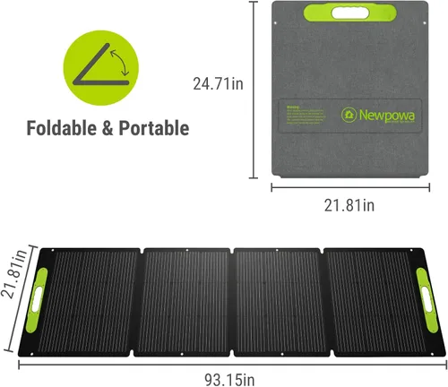 Miniatura 2 de Newpowa Kit de panel solar portátil de 200W con estuche de soporte ajustable, panel plegable de 200 vatios 12 voltios + controlador MPPT de 20A +
