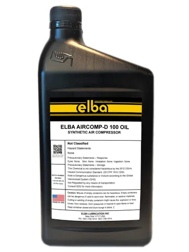 ELBA AIRCOMP-D 100. Aceite de compresor de AIRE. ISO VG 100, aceite de compresor de AIRE sintético SEMI. Comparar con: COMPRO, RARUS 427.AC-2A, AEON